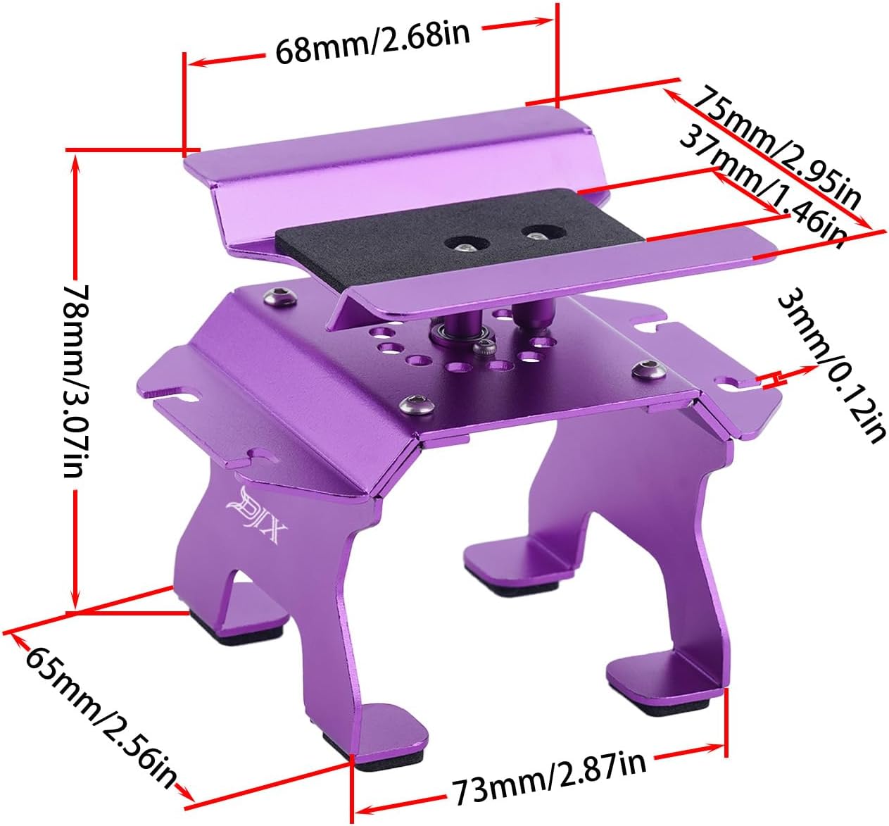 DJX Aluminum RC Car Work Stand with Shock Holder for TRX4M Axial SCX24 AX24 C10 Bronco SCX30 Redcat Ascent-32 Etc 1/18 1/24 1/30 1/32 RC Crawler Car Upgrades (Purple)