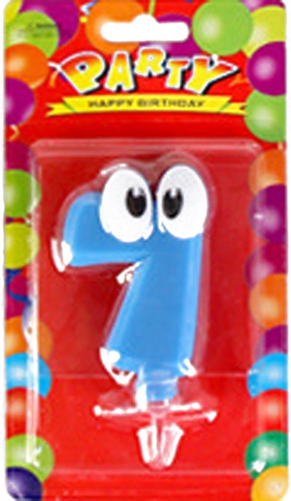 Funny Big Eyes Figure Candles From Zero To Nine Birthday Candle Anniversary Candle Environmental Protection Smokeless Candle Blue - Seven