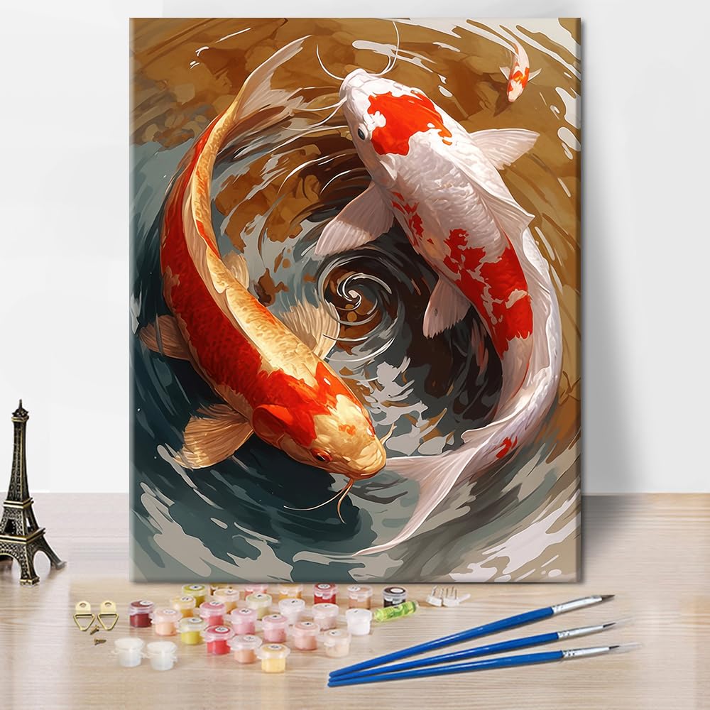 Tumovo Lucky Koi Fish Paint By Numbers White And Red | Desertcart Seychelles