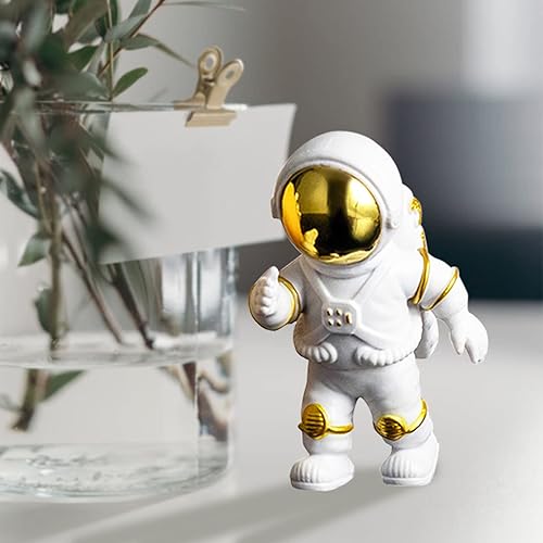Miniatura 22 de Figura de astronauta, decoración de estatua de astronauta dorada, escultura de figura de hombre espacial de resina para decoración de dormitorio