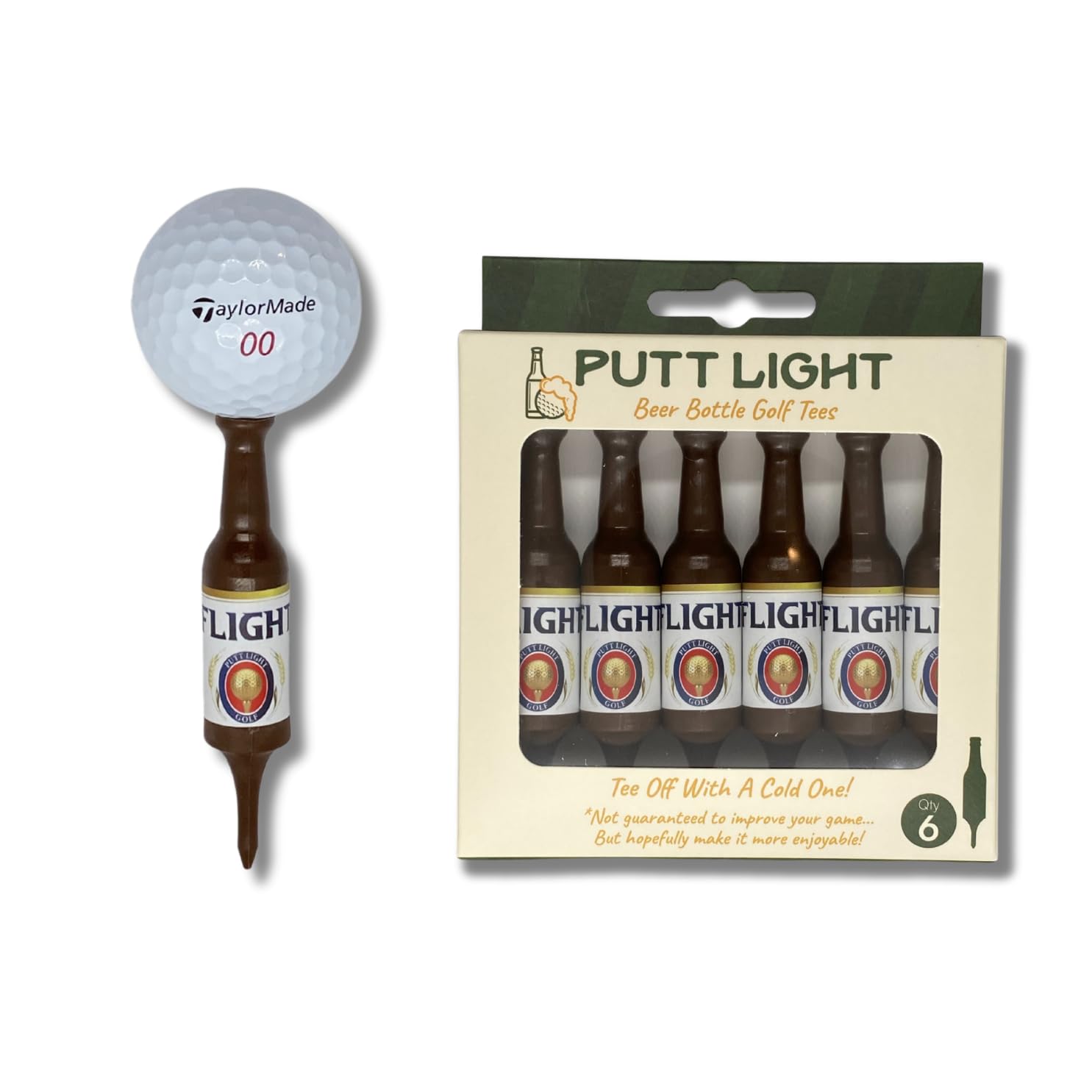 Bierflaschen-Golf-Tees, praktisch unzerbrechlich und recycelbar, Kunststoff, Golf-Tee 6 Stück, Golf-Geschenk für Männer, Junggesellenabschied, Geschenk für Golfer, 8,9 cm hoch
