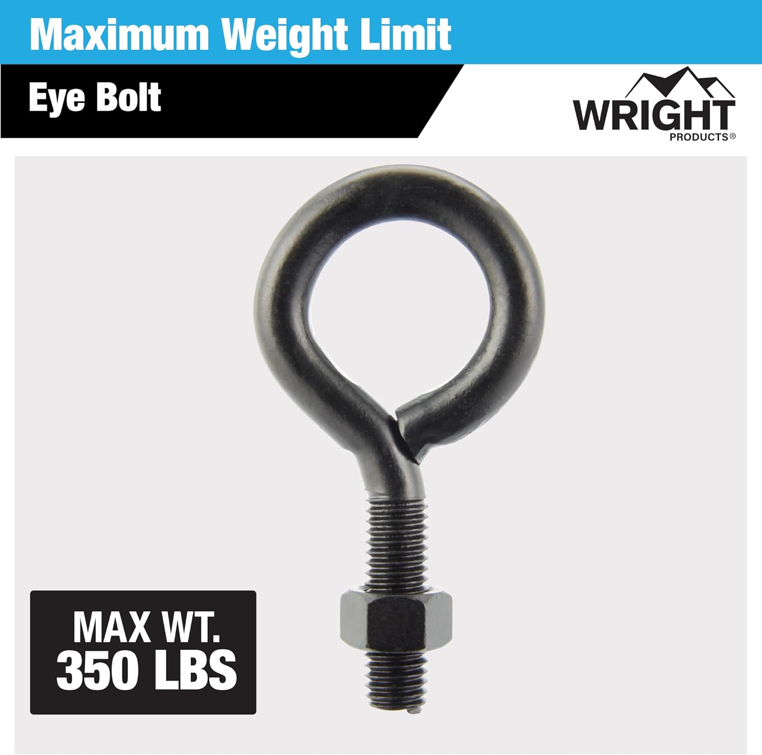 Wright Products Eye Bolt, 10-Pack, 4-inch x .5 inch, Heavy-Duty, Weather-Resistant for Outdoor & Indoor Use - Multipurpose Eye Bolt for Hanging Plants, Decorations, DIY Projects, Matte Black