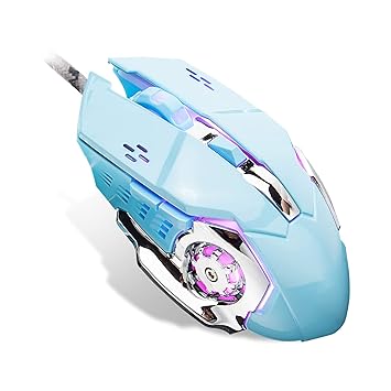 Wired Computer Gaming Mice, 6 Buttons for Desktop Laptop Mac PC Gaming Mouse, 4 Levels DPI 800-1200-1800-2400 with 4 Colors RGB Backlit, Ergonomic Design for Professional Gamers Use