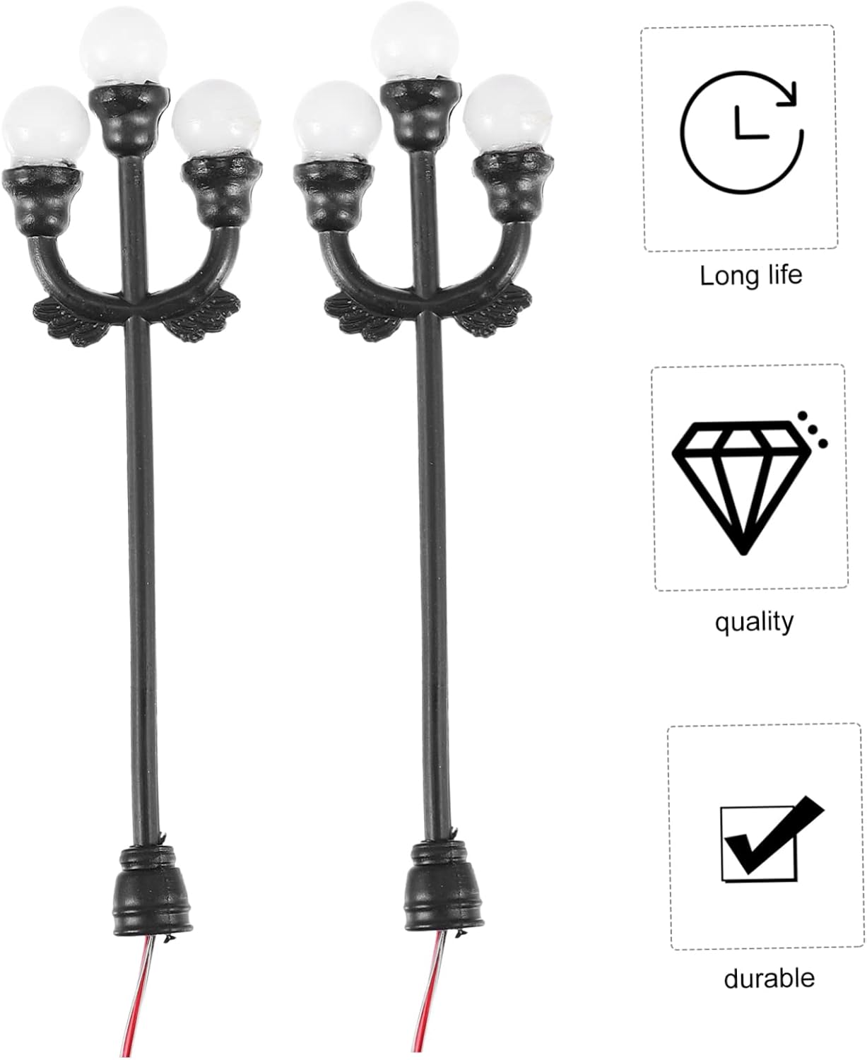 Vintage Style Model Lamps 3 Pack Landscape Garden Mini Street Lamps for DIY Decor
