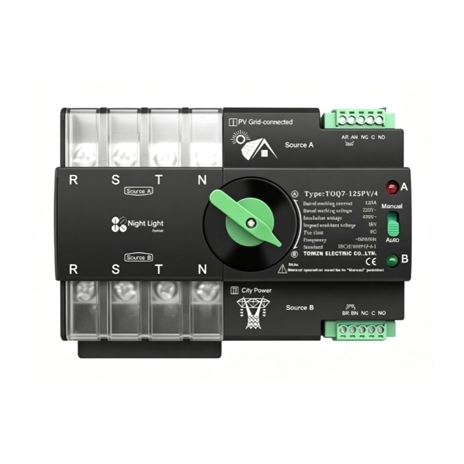 Din Rail ATS TOQ7, 4P 63A/100A/125A 230V