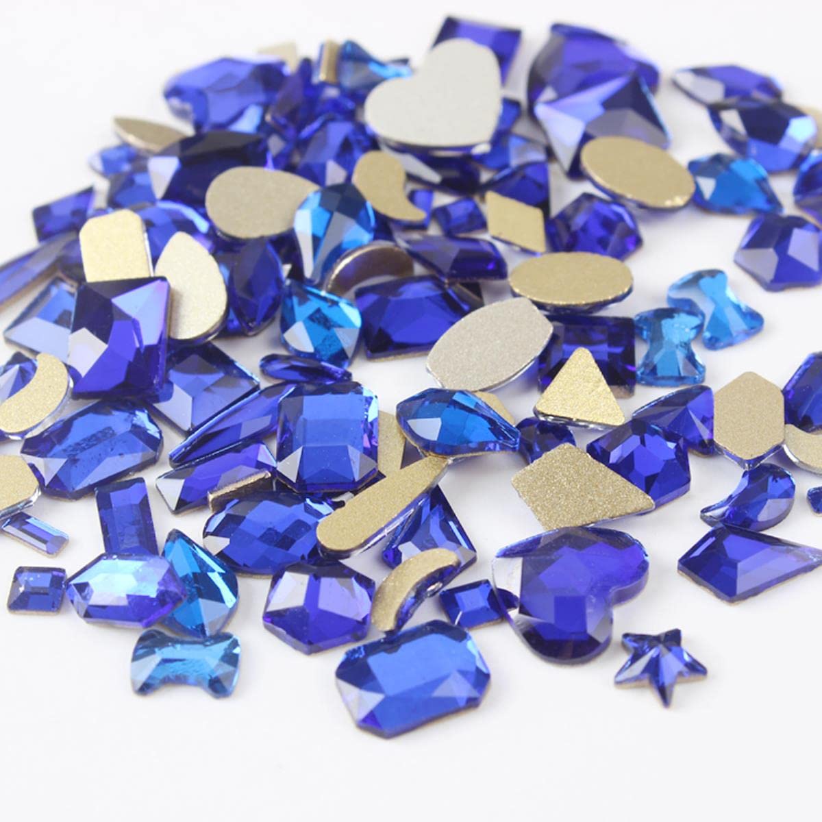 Mix Shape 100Pcs Sapphire Flat back Strass 3D Crystal Nail art Pietre per unghie fai da te Decorazione artistica-Zaffiro 36Grid box, 100Pcs