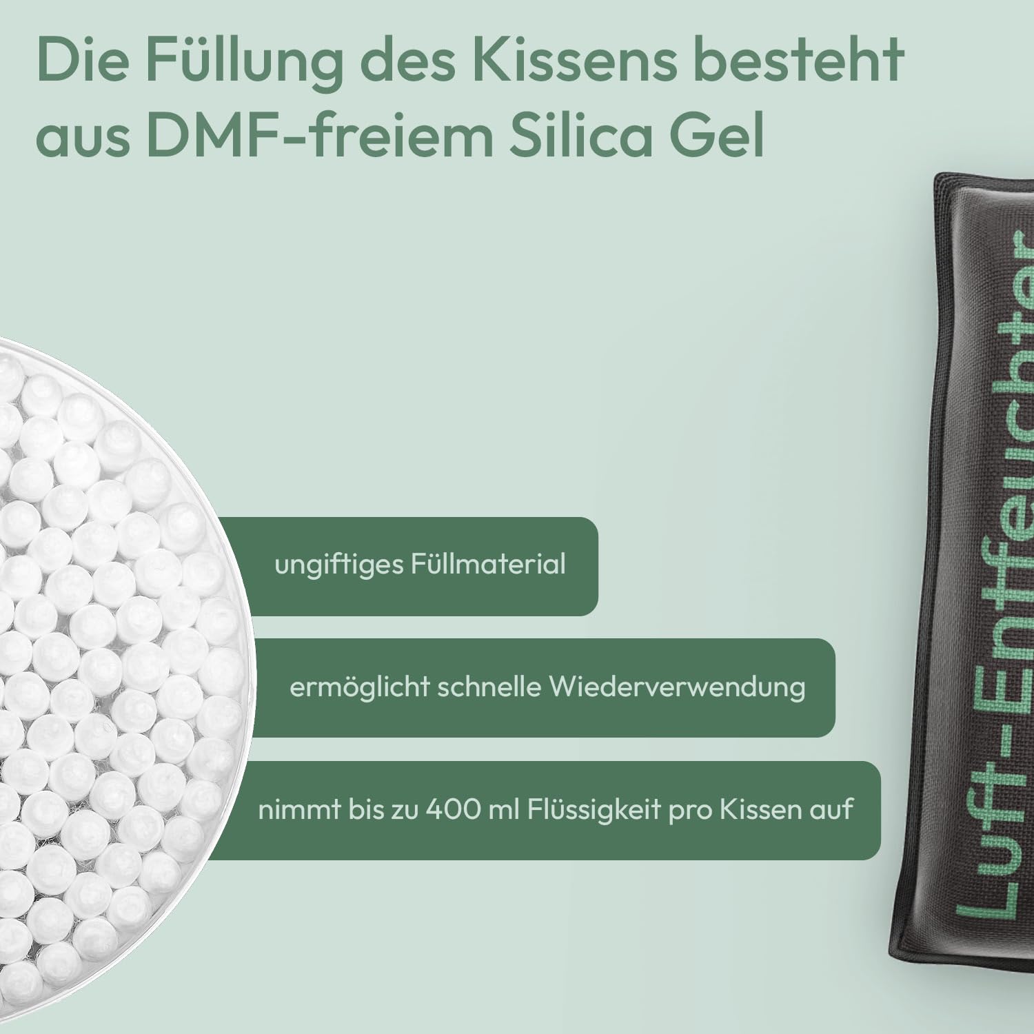 TRAVORA Autokussen, 1 kg, met anti-slip pad, luchtontvochtiger voor in de auto, herbruikbaar, extra groot TRAVORA Autokussen, 1 kg, met anti-slip pad, luchtontvochtiger voor in de auto, herbruikbaar, extra groot