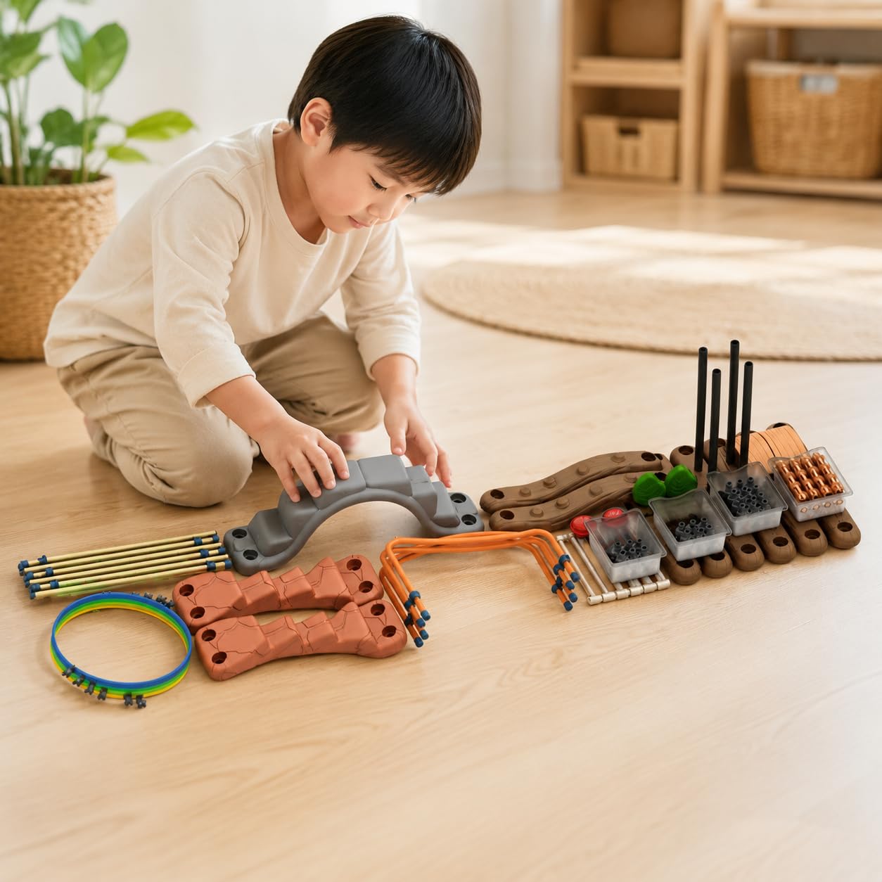 Qianly Bausteine Set für Kinder 4-6 Jahre, Kreativität & Problemlösung Bausteine aus PE, Frühförderung & Pädagogisches Spielzeug, Bunt
