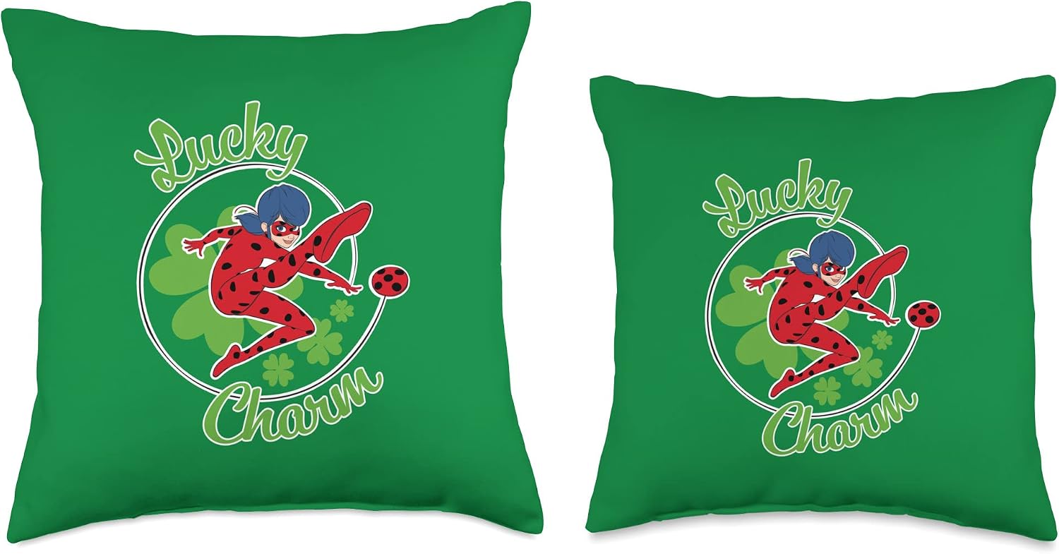 Miraculous St Patrick's Day Ladybug Lucky Charm Throw Pillow