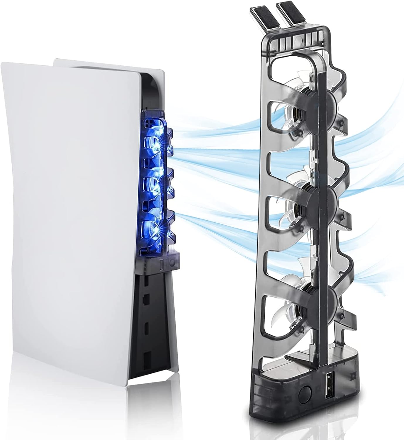 Ventilatore per PS5, Playstation 5, silenzioso, ventola di raffreddamento esterna con luce LED