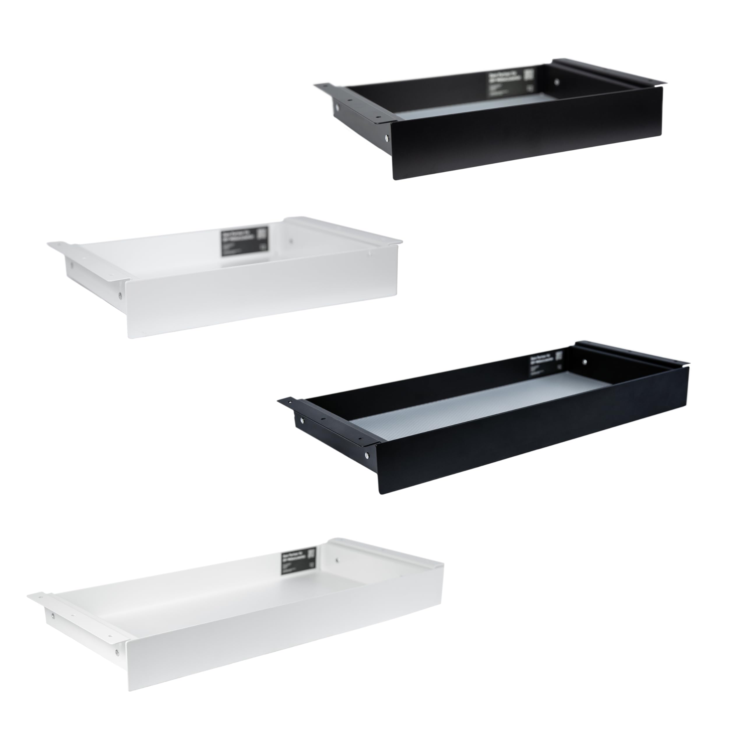 Natural Goods Berlin EXPERT Schublade Metall Schwarz mit Antirutschmatte - 55 x 25 x 5 cm - Untertisch Schublade Schubladen Unterbau Schublade Schreibtisch Under Desk Drawer Schublade Schreibtisch