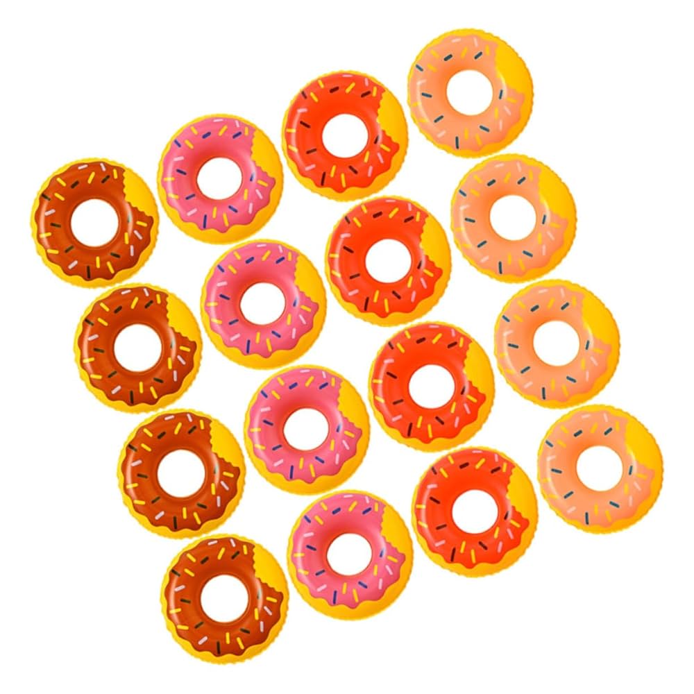 Amazon.co.jp: VICASKY 16個入りミニドーナツ型浮き輪 素材製