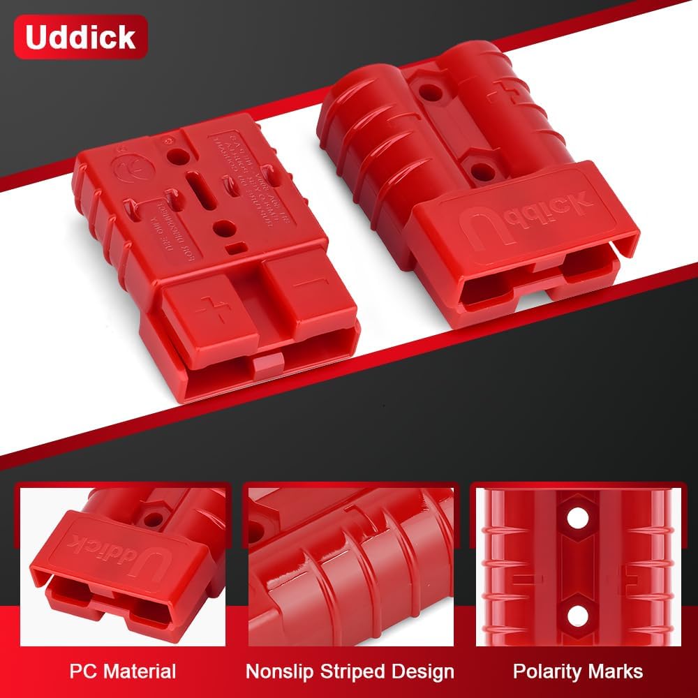 20PCS 50A 6-10 Gauge Battery Cable Quick Connect/Disconnect Connector Plug Kit for Car Forklift Motor Winch Trailer (Red 10AWG)