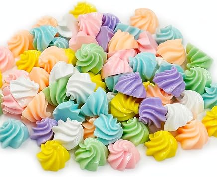 100 قطعة Mini Cookie Cream Flatback Resin Charm، Fake Candy Whipped Cream Realistic Dessert Cracker Model for DIY Scrapbooking Embellishing Phone Clip Jewelry Craft