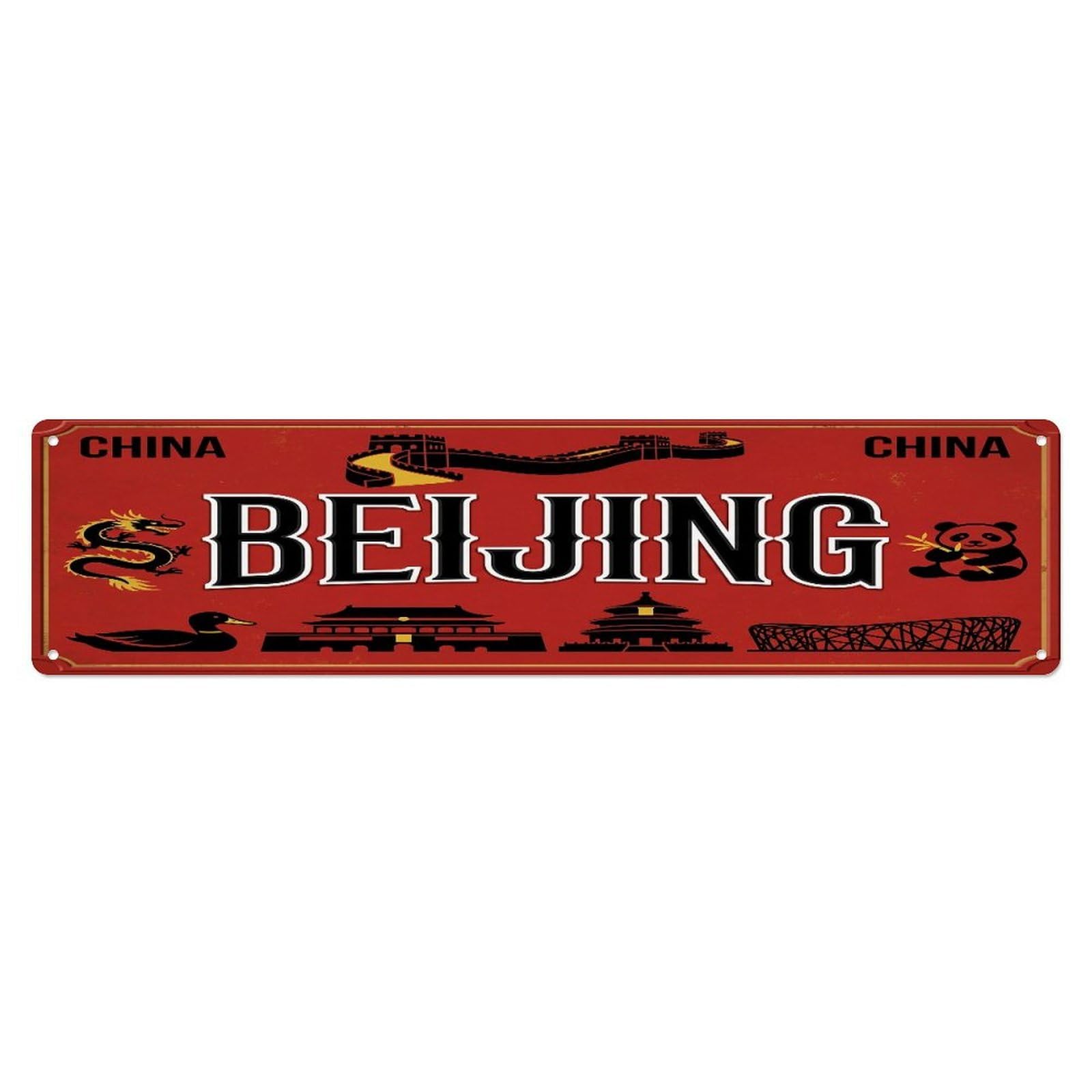 Tgrcjimh Style Metal Tin Sign Vintage Travel Beijing China Wall Temple