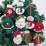 GMOEGEFT Handmade Felt Hanging Ornaments Christmas Tree Decorations Santa Claus Pendants Home Decor (Set of 10)