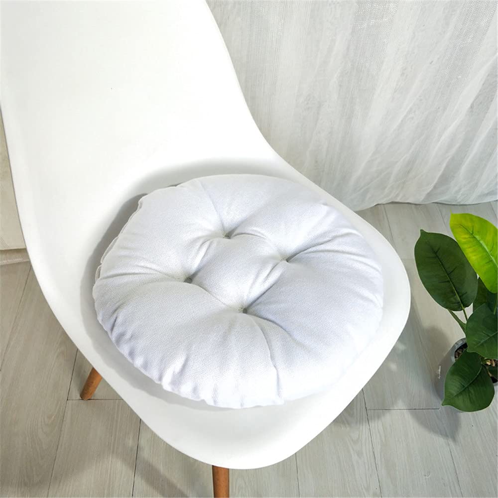 Treer-Shop White Treer Round Padded Seat Cushion,Chair Seat Pads For Indoor Outdoor Garden Patio Kitchen & Office Chairs (,45X45x9cm)