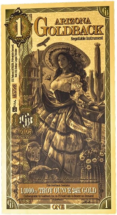 Wisemen Trading Arizona 1 Goldback Gold foil Art Series “Spes” | 1/1000th of a Troy Oz of 24K Collectible Gold (2 Pack)