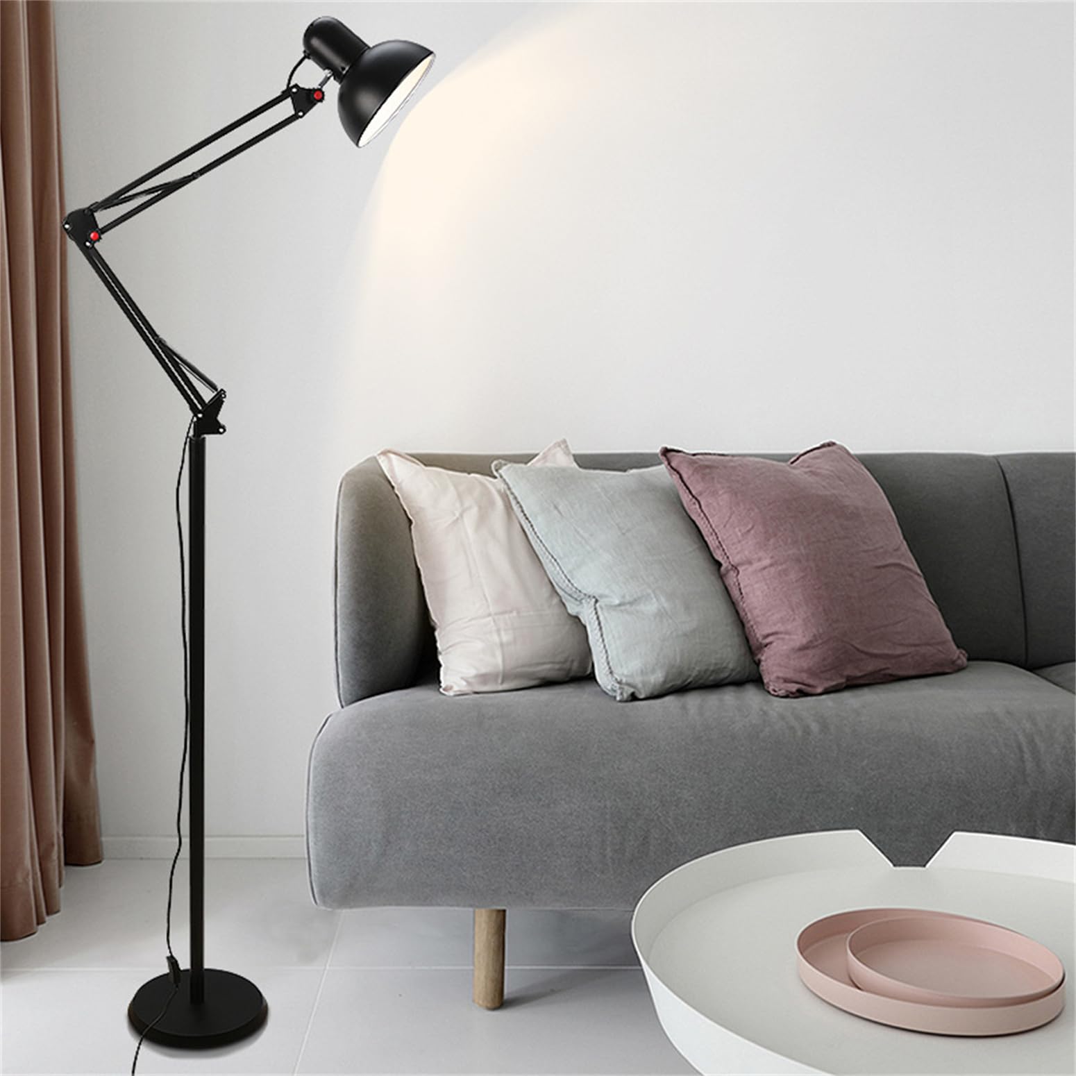 Lampade Standard Soggiorno Lampada da Terra con Braccio oscillante in Metallo Lampada da Lettura Regolabile per architetti Palo con Base Resistente per Soggiorno Camera da Letto S