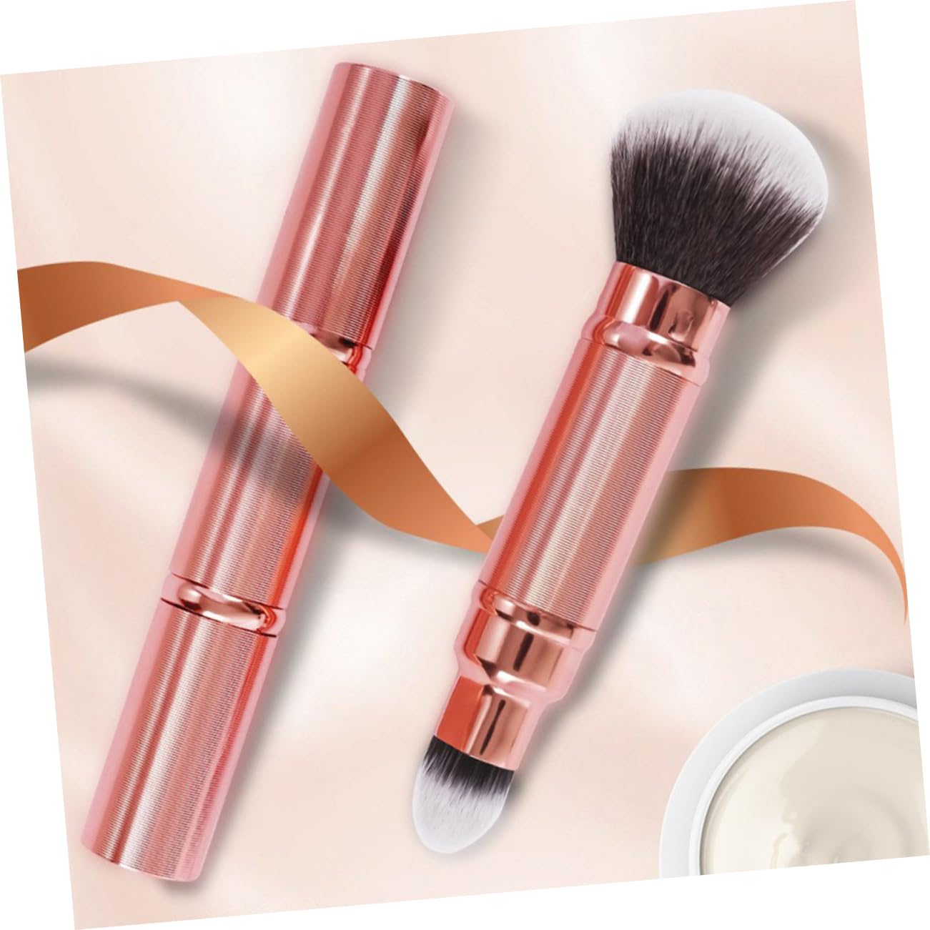 POPETPOP Dual-ended Makeup Brush Retractable Telescoping Powder Brush Blush Applicator