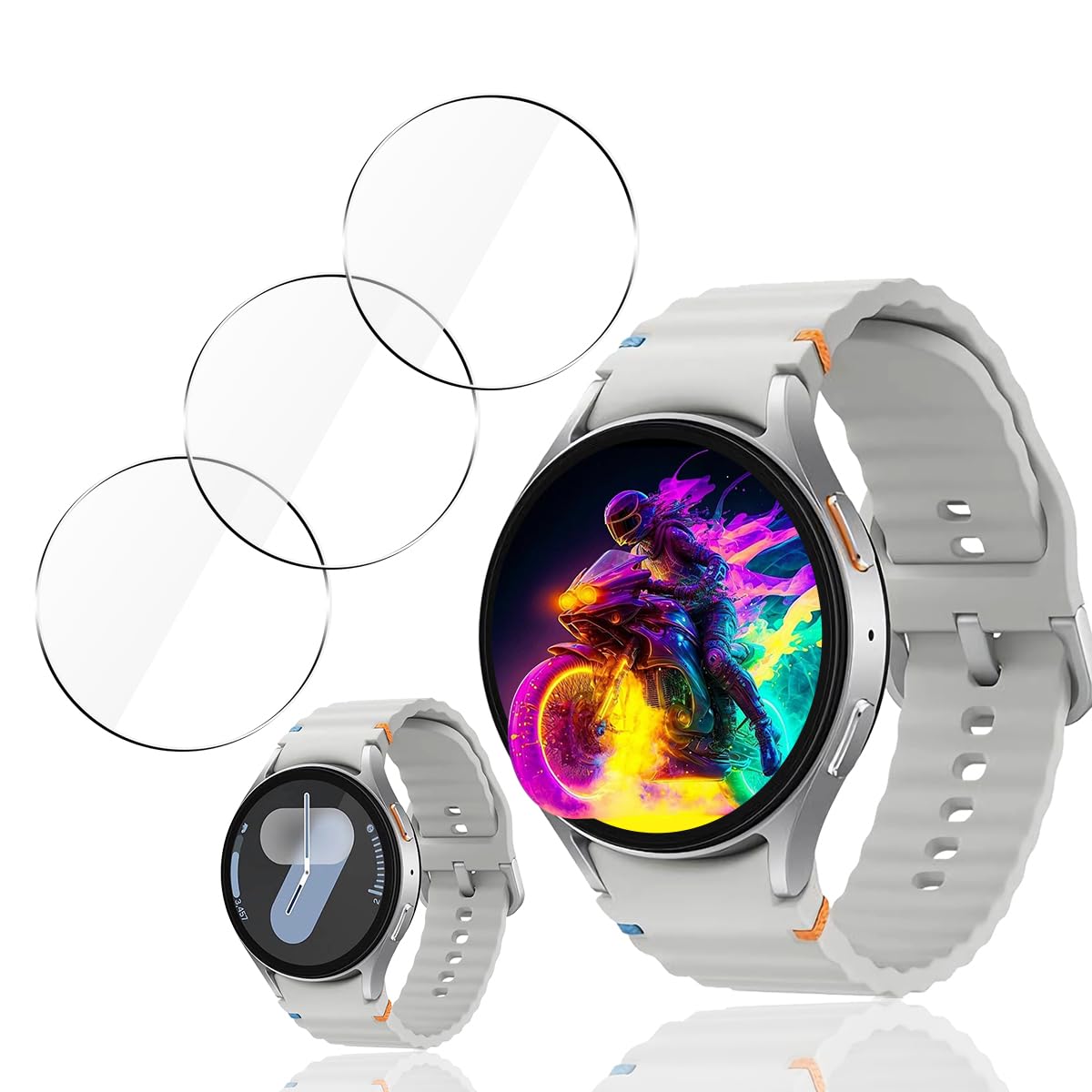 【3枚セット】 対応 Galaxy Watch 8 / 7 44mm ガラスフィルム 【日本旭硝子製】 用 ギャラクシー ウォッチ8/7 44mm フィルム 強化ガラス 液晶 保護フィルム 硬度9 H 耐衝撃 飛散防止 指紋防止 全面保護 極薄 高透過率 貼り付け簡単 2.5D For Galaxy Watch8/7