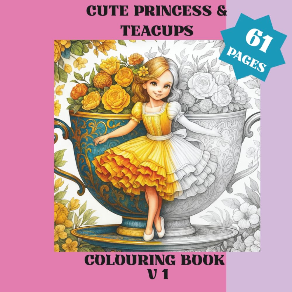 Cute Princess & Teacups V1: Colouring Book
