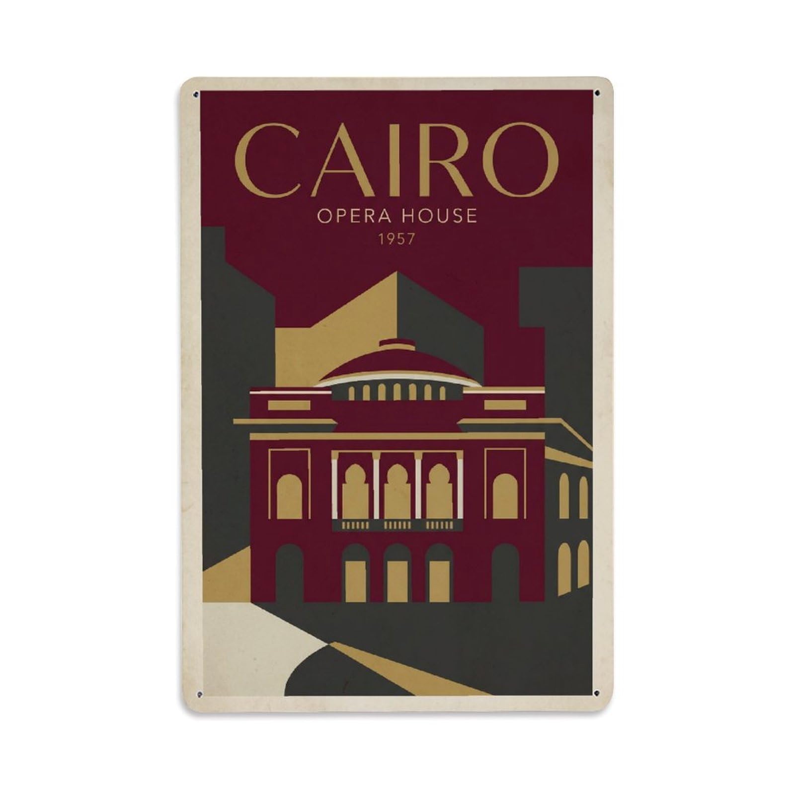 Gead 8X12inch Style Vintage Travel Cairo Opera Metal Tin Sign
