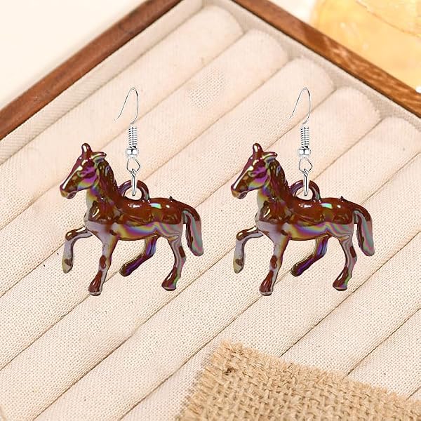 3D Horse Earrings for Women Funny Kentucky Derby Race Horse Drop Dangle Earrings Cute Western Horse Jewelry Gift (Brown) by coadipress - Image 6