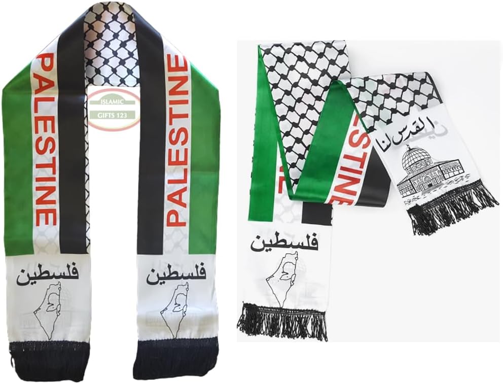 6 Pack Palestinian Keffiyeh Scarf for Men Palestine Flag Shemagh 6x53 Inch Lightweight Arab Head Wrap