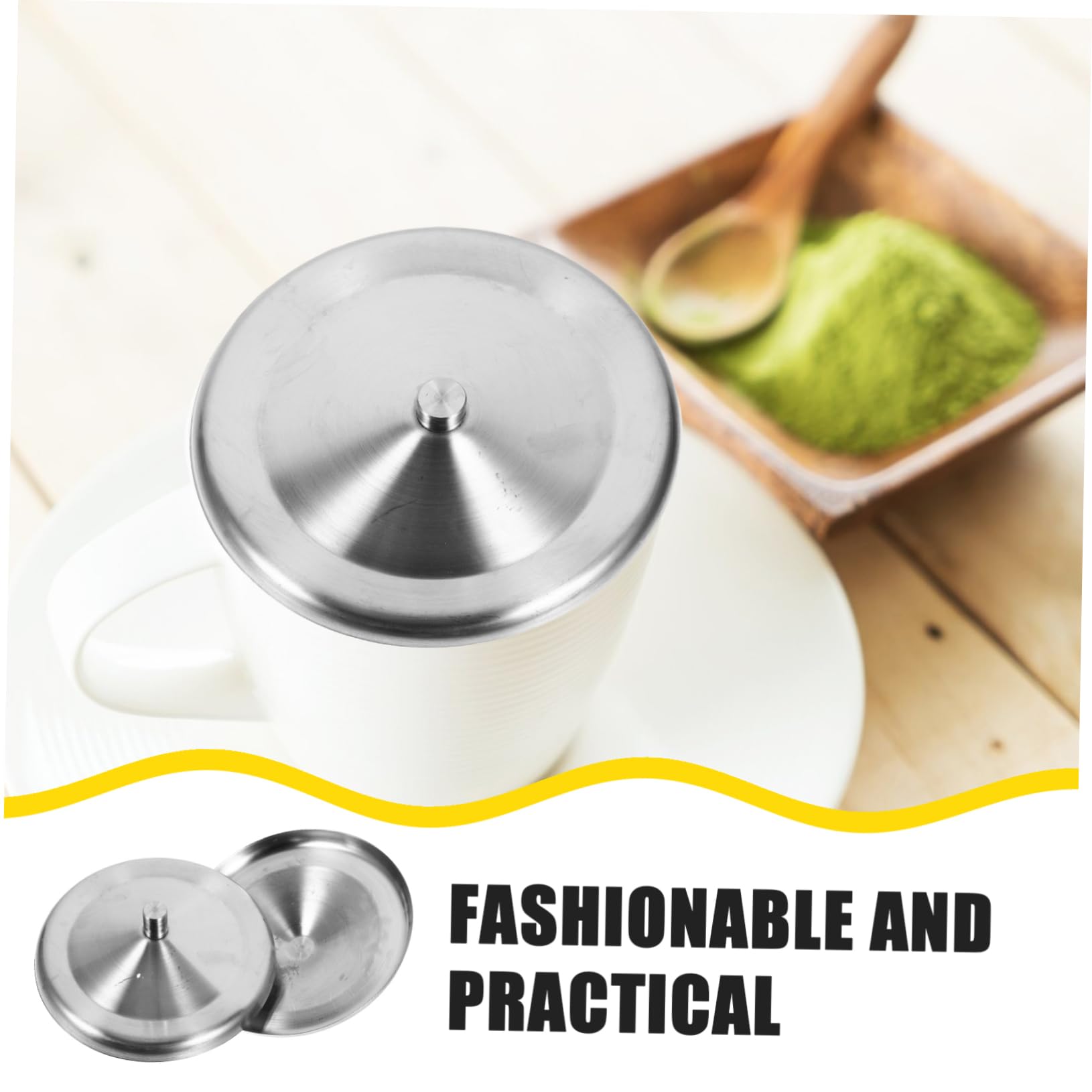 HEALEEP Ergonomic Design 2pcs Hot Cup Lids Stainless Steel Mug Covers Leakproof Seal