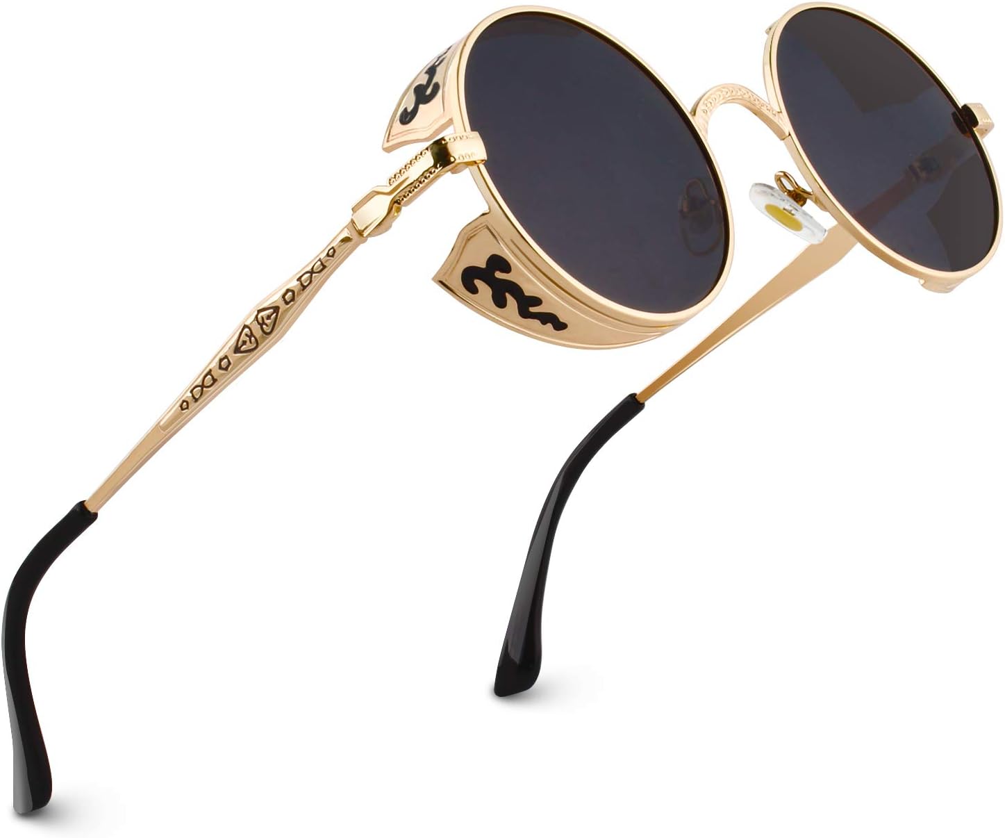 E71 Retro Steampunk Style Inspired Round Metal Circle Polarized Sunglasses for Women Men