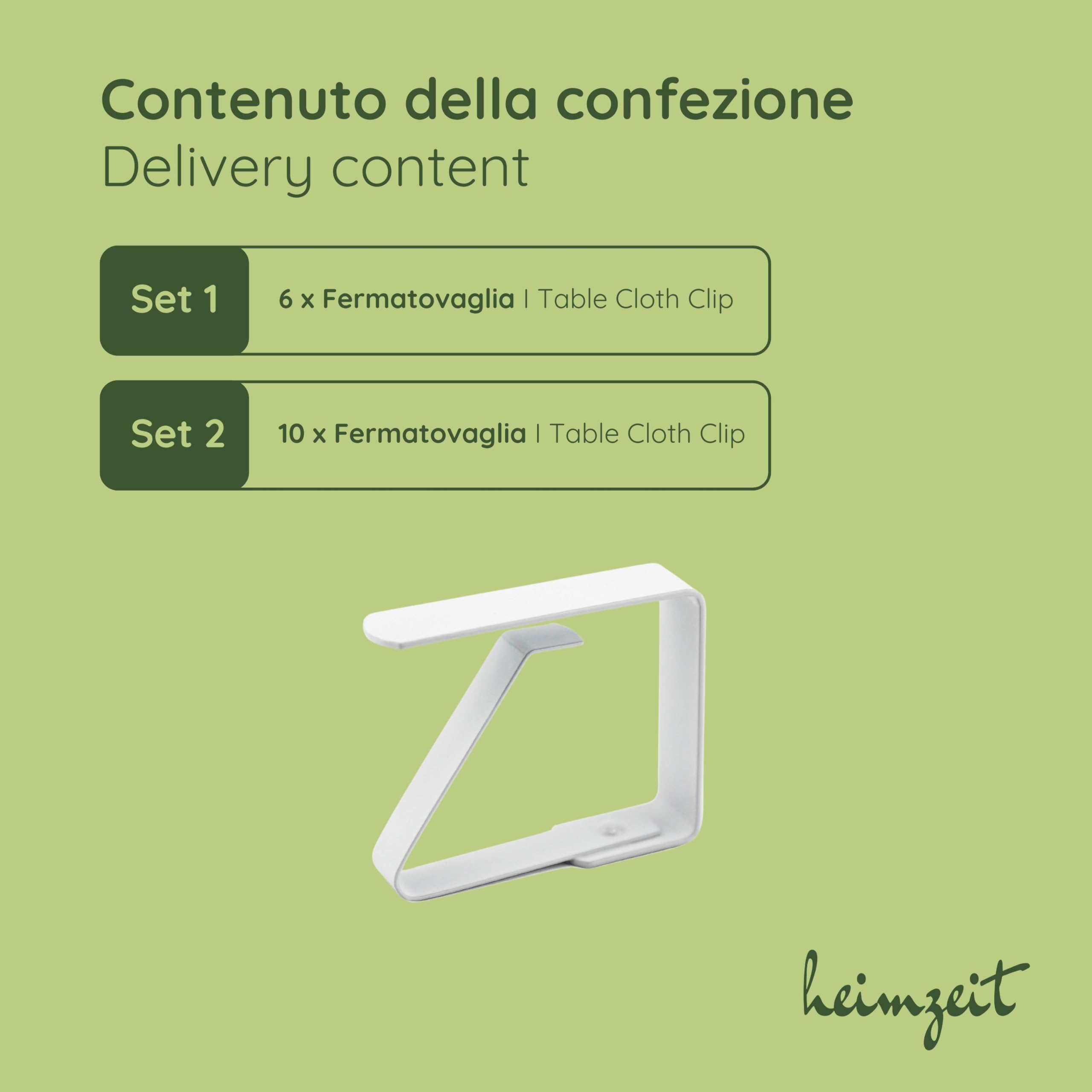 Ferma Tovaglia da Tavola in Acciaio Inossidabile di Alta qualità [6 Pezzi, 4 cm] Colore: Bianco, Fermatovaglia per Esterni e Interni, Clip per Tavoli con Uno Spessore Massimo di 3 cm