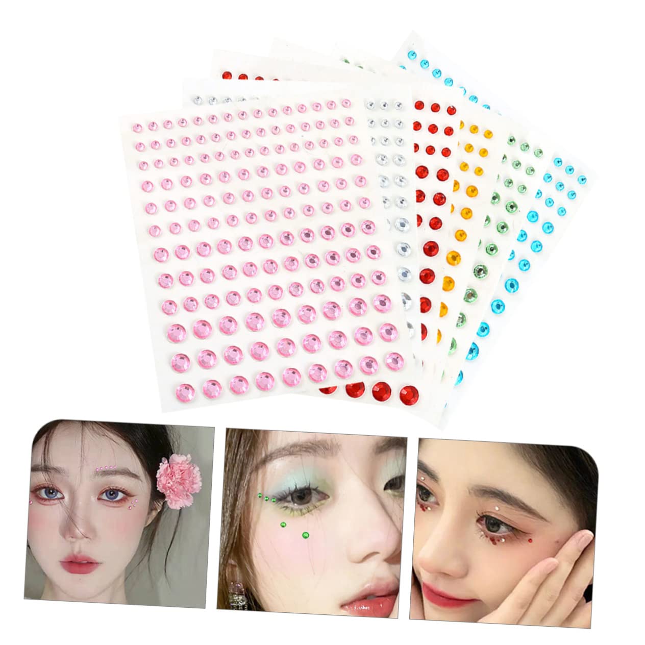 minkissy 30 fogli di gemme autoadesive per il viso, strass, gemme per il viso, gioielli, gioielli, gioielli, acrilico, strass, strass