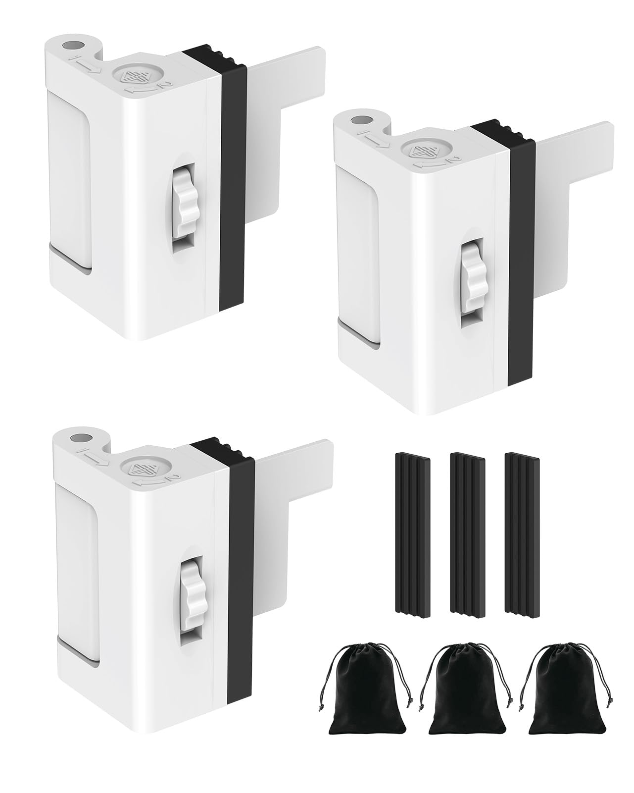 Anobeyi Portable Door Reinforcement Lock for Travel & Home, No Screws Instant Install Safety Lock for Inward Swing Front Door, Hotel, Apartment - Extra Latch from Inside Withstand 800lbs (White-3PCS)