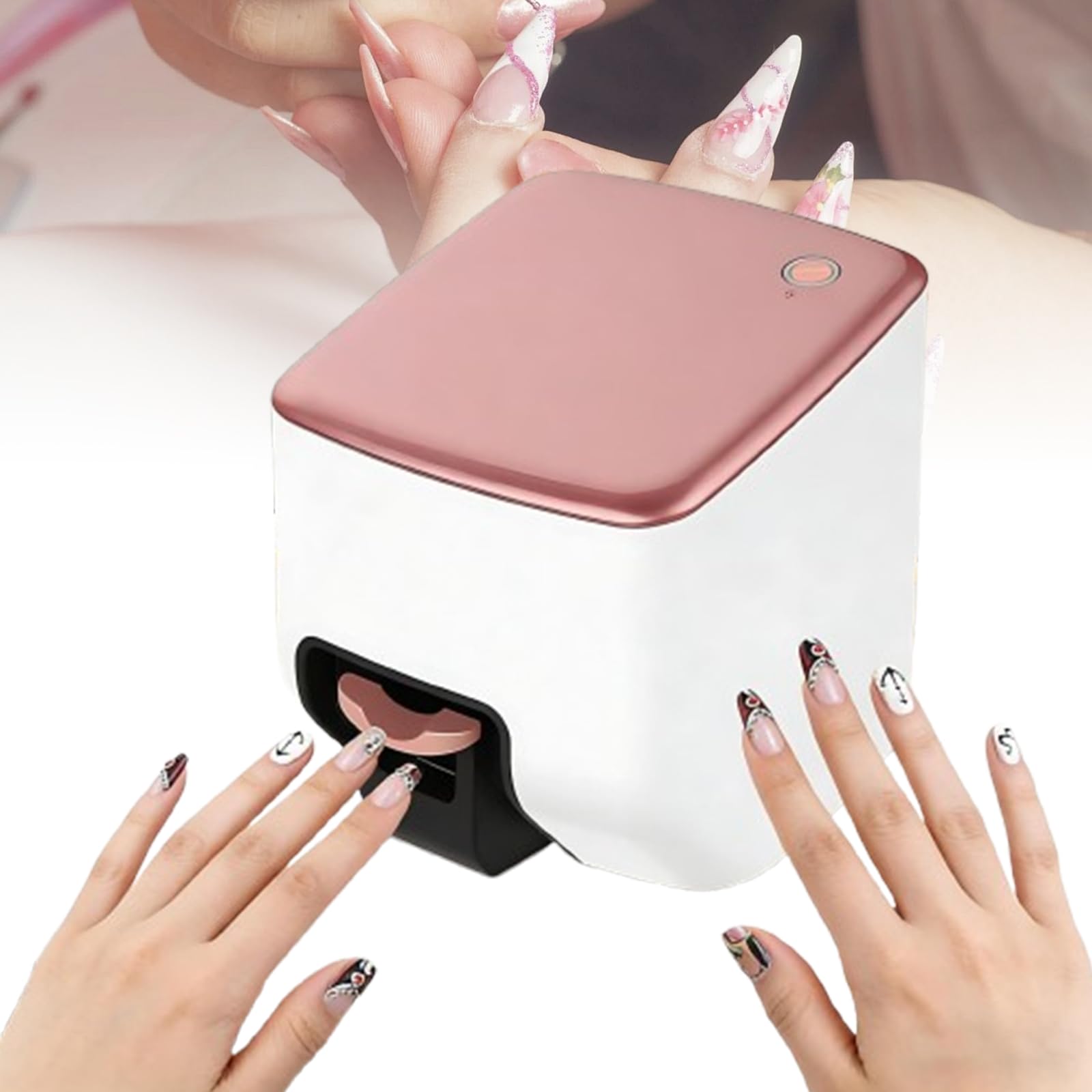 Imprimante de nail art - Impressions gel personnalisées en 10 secondes avec contrôle par application pour salon à domicile, kit de manucure à faire soi-même avec motifs personnalisés pour filles