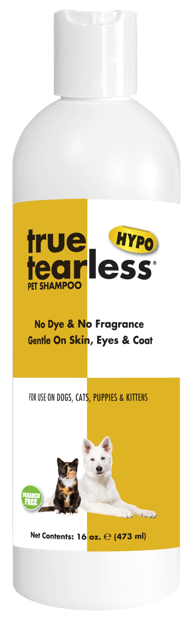 True Tearless® Pet Shampoo 16 oz. for Dogs and Cats | Hypoallergenic and Mild, Contains No Fragrance or Dye, Cruelty and Paraben Free, Biodegradable