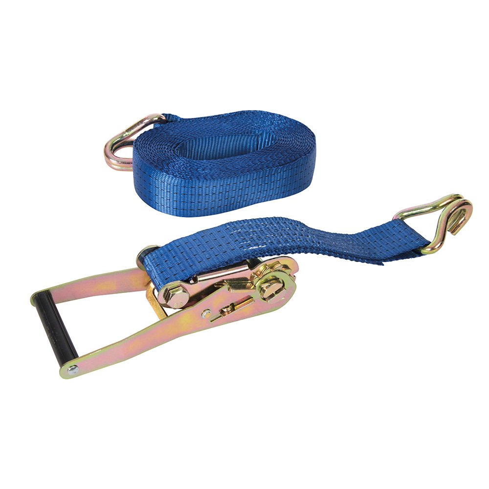 Silverline Ratchet Tie Down Strap J-Hook 8m x 50mm - Rated 1300kg Capacity 2600kg (958720)
