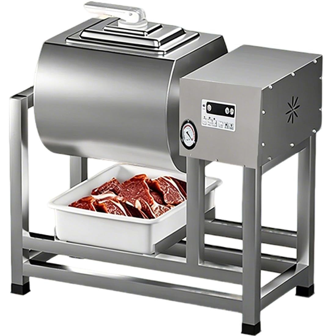 MazmornFly Meat Tumbler Marinator, 90lb/45L Vacuum Tumbler Marinating Machine for Jerky Sausage Bacon Stainless Steel Food-Grade Tumbling Marinator w/Bidirectional Rotation & 3-Speed Control