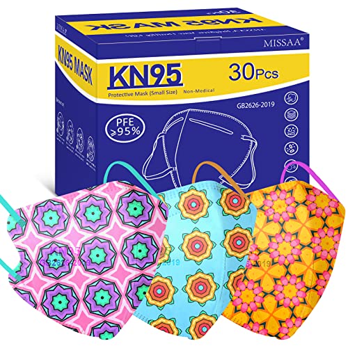 Missaa Kn95 Face Masks For Kids 30 Pcs, 5 Layers Disposable Protective Mask Small Size With Elastic Earloops For Children Boys Girls School Indoor Outdoor Use, Plaid #TOP14