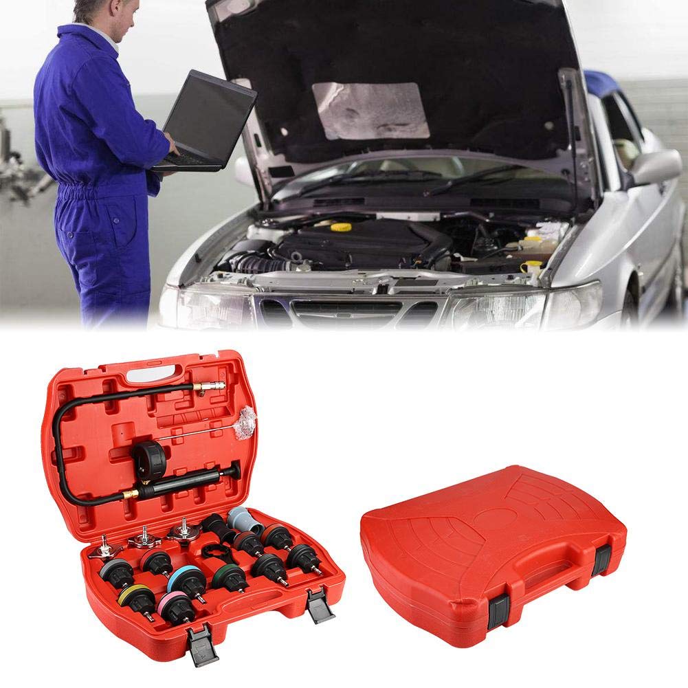 Qiilu Pompa manuale per prove di pressione con manometro kit di Rilevatore Perdite Serbatoio Acqua universale strumenti per rivelatore del di raffreddamento del tester dell'acqua