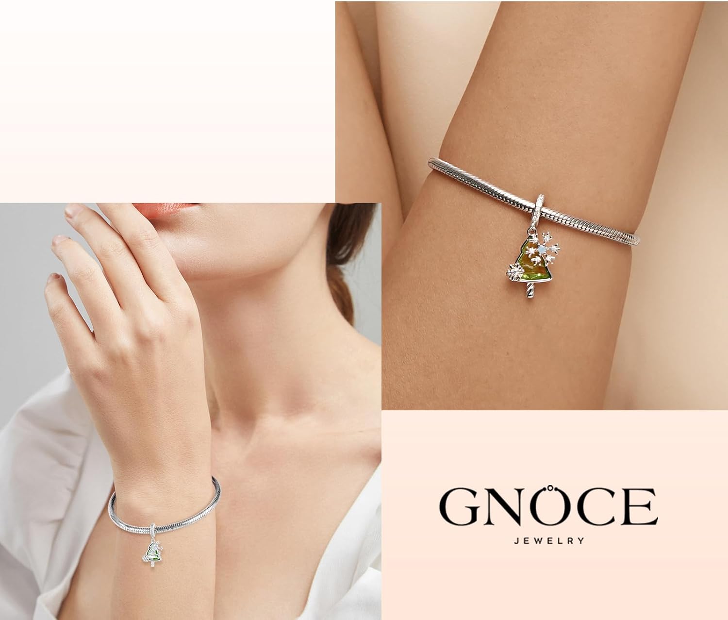 GNOCE Snowing Christmas Tree Pendant Charm Sterling Silver Dangle Christmas Charm Fit Bracelet/Necklace for Women Wife/Jewelry Gift - Image 7