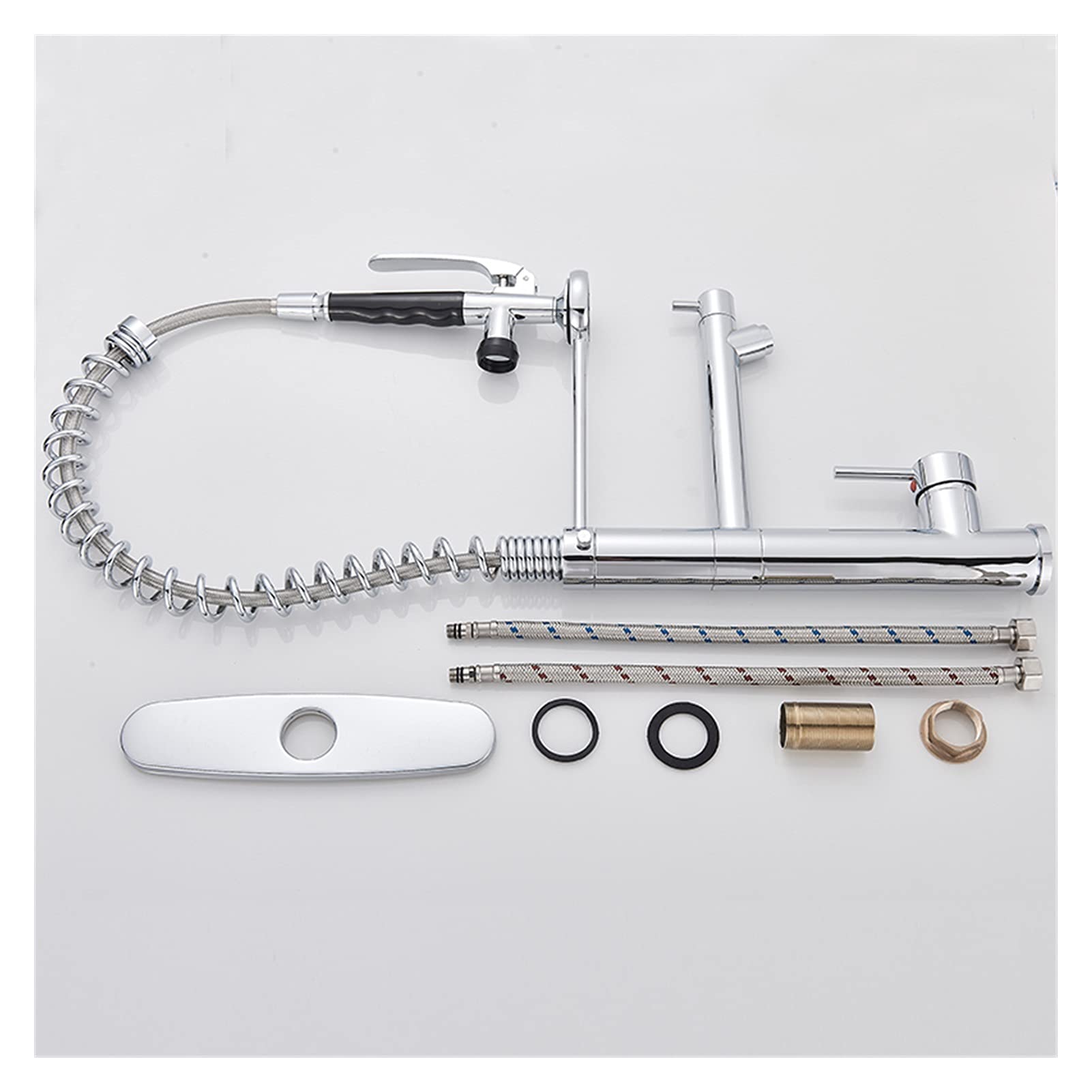 Grifo de Cocina, Grifo de Cocina extraíble, Cabezal de rociador de Manos Libres con Cerradura, Grifo de Cocina de Agua fría y Caliente, caño Giratorio/Grifo Cromado Comfortable Anniversary
