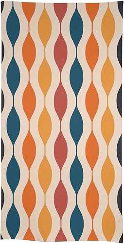 Miniatura 664 de Mantel floral hippie, diseño retro de los años 70, naranja, rosa, azul, floral, bohemio, estampado estético de margaritas, para fiesta, picnic