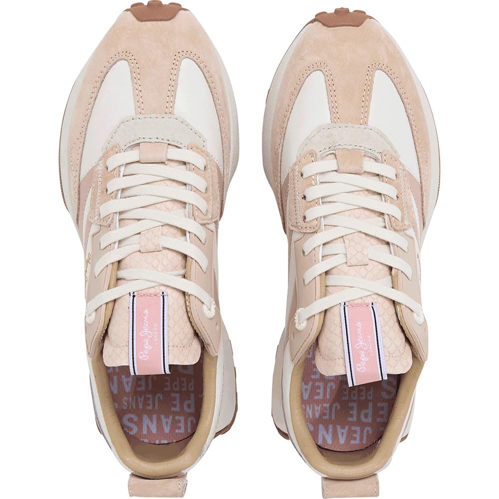 Pepe Jeans Tenis Lucky Original para Mujer, Beige Off Lace Beige, 5 UK