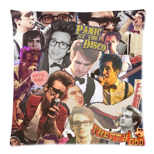 Pillowcase Cotton Pillow Case and Peur Poly Inner Custom Car-Seat Neck Pillow (Only One) - Music Star Band Series - Panic at The Disco Posters Pictures Collage Personalized for Fans Design