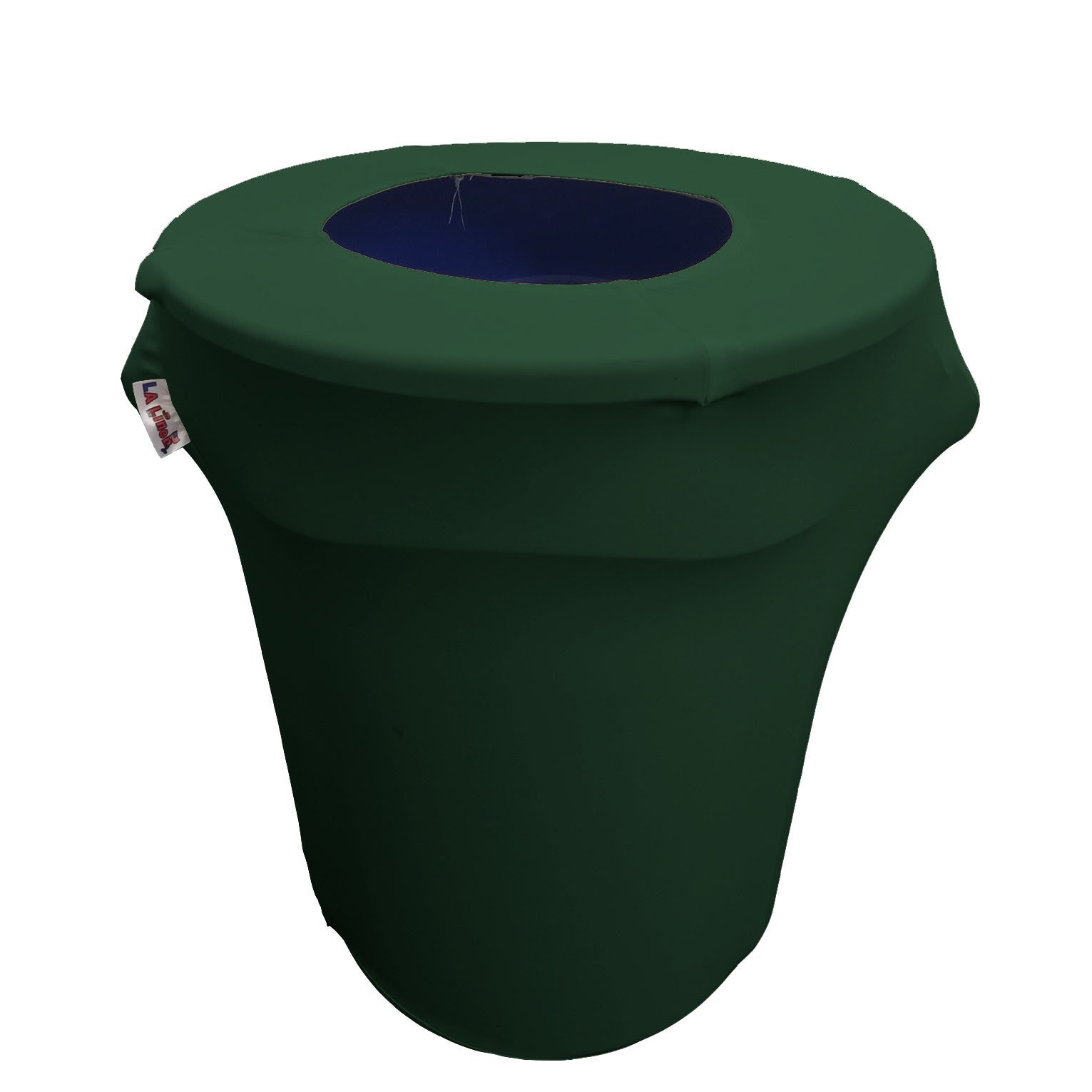 LA Linen Stretch Spandex Fitted Trash Can Cover 32-Gallon Round, Bin Waste Container Cover, Outdoor Indoor Patio Backyard Decor, Hunter Green