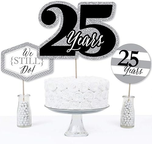 Miniatura 3 de Big Dot of Happiness We Still Do - Juego de 15 palos de centro de mesa para fiesta de aniversario 25 aniversario de boda