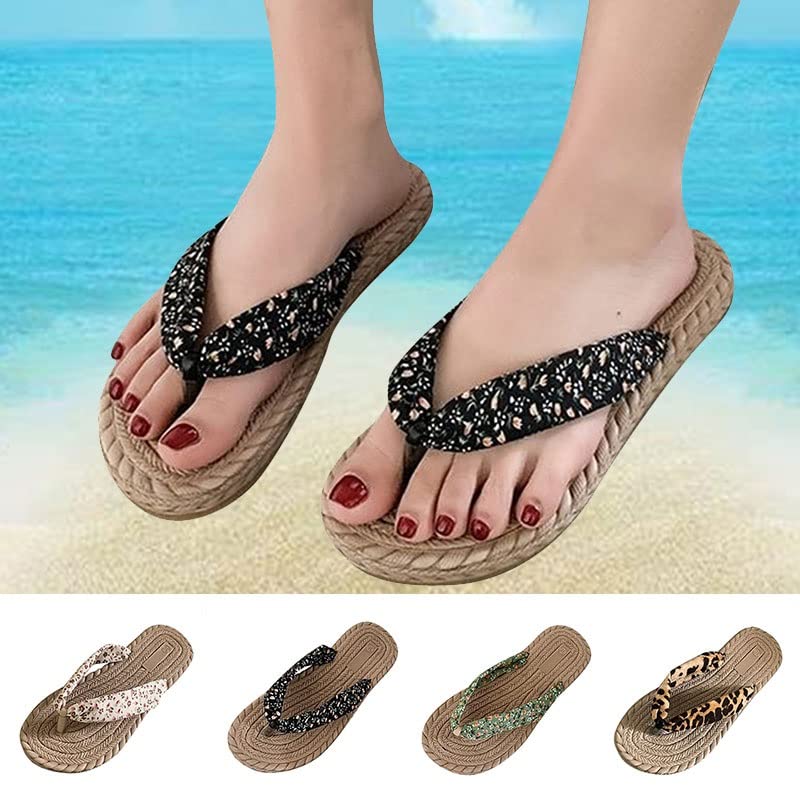 Fayee 1 Double Women Summer Flat Sandals, Anti-Skid Outdoor Light Slide Sandals, for Ladies Beach Shoes (Color : 1 Double/C, Size : EU:36/US:6.5)