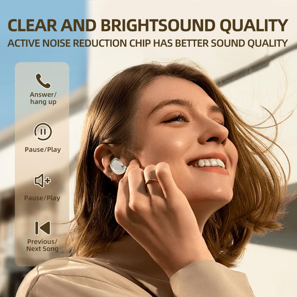 Mini auriculares para dormir, auriculares inalámbricos Bluetooth 5.4, cancelación de ruido ENC, tiempo de reproducción de 47 horas, ultra suaves para dormir de lado, IPX7 impermeable, carga