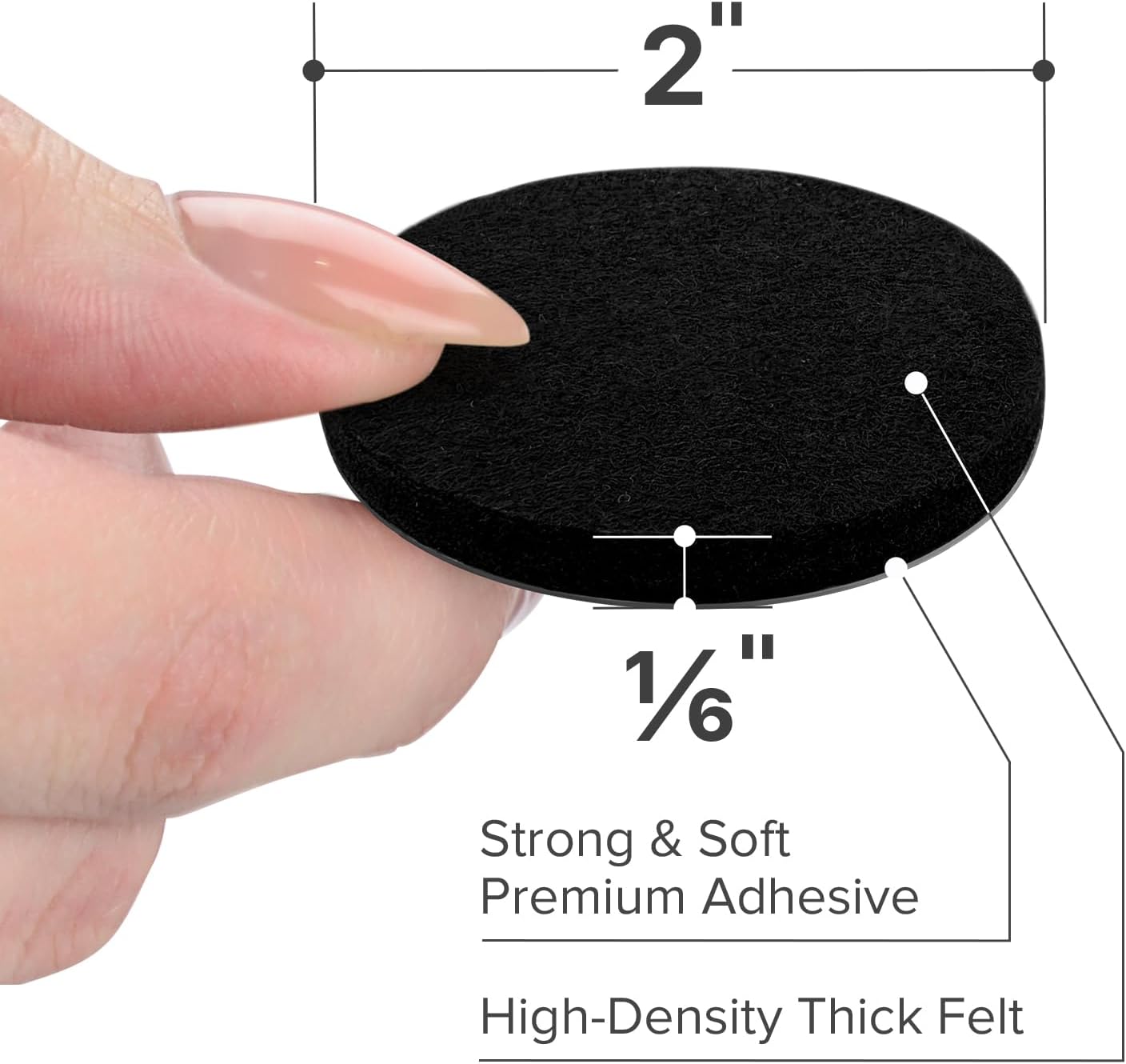 X-Protector Felt Furniture Pads - 24 Pcs 2" - Round Felt Pads for Furniture Feet - Protect Hardwood Floors! (Black) thumbnail